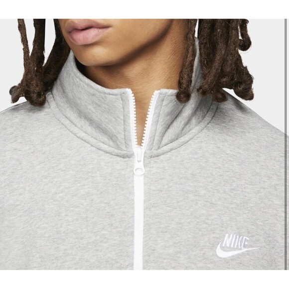Nike Sportswear Club Fleece 1/2 Zip Size Small Pullover Gray Men's  DD4732-066 - Picture 3 of 4